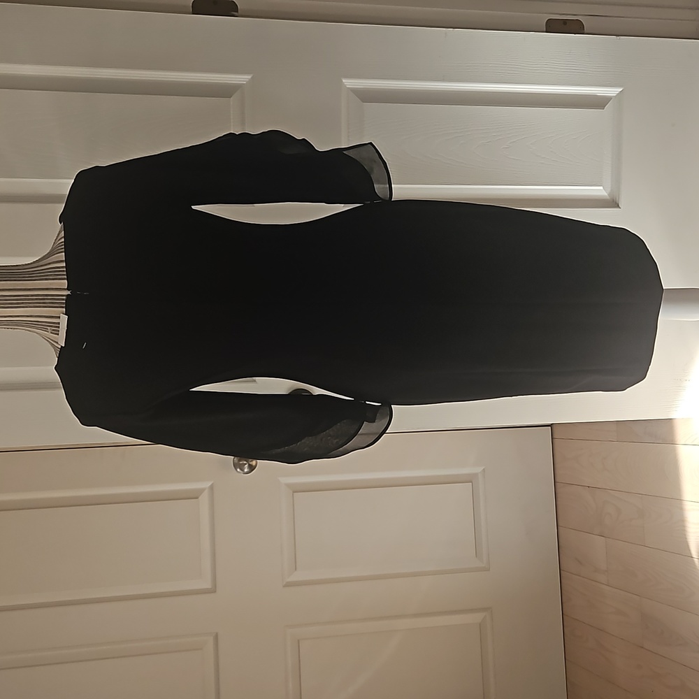 DKNY Women Chiffon Sheath Black Dress Size 2 - Picture 4 of 14